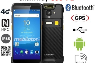  Poręczny i wytrzymały terminal danych ze skanerem kodów kreskowych 2D i skanerem UHF RFID  Chainway C66-PE