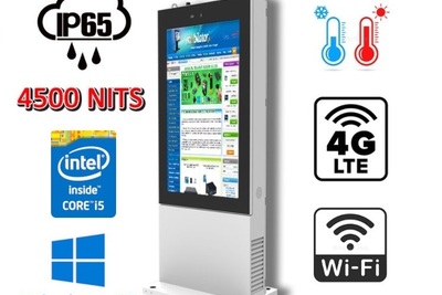 NoMobi Trex 65W v.13 - multimedia advertising display, reinforced standing totem with a 65-inch screen with FHD resolution and very high brightness of 4500nits, with a cooling and heating system and delivery by plane (14 days)