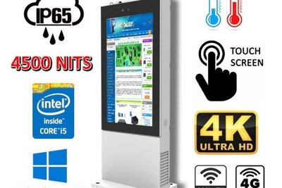 NoMobi Trex 65W v.15.1 - przemysłowy zewnętrzny totem (IP65) - interaktywny, dotykowy wyświetlacz o przekatnej 65 cali, rozdzielczość 4K (o dużej jasności 4500 nits), łączność 4G GSM, alarm i dostawa lotnicza (ok. 14 dni)