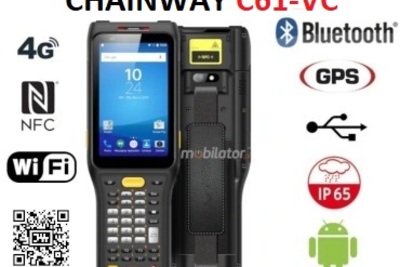 Odporny na pył i wodę  dla hurtowni  kolektor danych z modułem NFC  z normą odporności IP65, pamięcią 3GB ROM  Chainway C61-VC