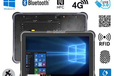 MobiPAD JST11 - Wielofunkcyjny tablet przemysłowy IP65, 8GB RAM, 256GB ROM, Windows 10, Intel N5100, high precision GPS, NFC, RJ45, USB 3.0, WiFi, Bluetooth, skaner 2D Honeywell N4680, czytnik linii papilarnych, UHF RFID (3-4m), odporny na wysokie i 