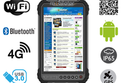 MobiPAD 9TS-5A - wzmocniony tablet przemysłowy z ekranem 8 cali 400 nits, odporny na wstrząsy, Android 11, procesor 8x2.0GHz, 4GB RAM, 64GB ROM, IP65, Skaner 2D Newland N1, WiFi, Bluetooth, GPS, 4G LTE