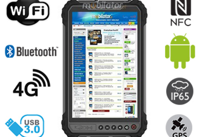 MobiPAD 9TS-5A - pancerny tablet z ekranem 8 cali, 400 nits, NFC, Android 11, odporny na wstrząsy, procesor 8x2.0GHz, 4GB RAM, 64GB ROM, IP65, WiFi, Bluetooth, GPS, 4G LTE