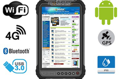 MobiPAD 9TS-5A - wytrzymały tablet przemysłowy, ekran 8 cali, 400 nits, Android 11, czytnik linii papilarnych, procesor 8x2.0GHz, 4GB RAM, 64GB ROM, odporny na wstrząsy i wodę, IP65, WiFi, Bluetooth, GPS, 4G LTE