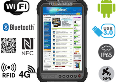 MobiPAD 9TS-5A - wodoodporny tablet do zastosowań przemysłowych z UHF RFID (3-4m), ekranem 8 cali, 400 nits, Android 11, wysokiej precyzji GPS, 8-rdzeniowy procesor, 4GB RAM, 64GB ROM, odporny na ekstremalne warunki, IP65