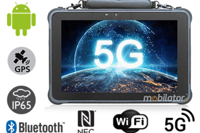 MobiPAD A311-T - wodoodporny tablet dla logistyki, Android 10, 10.1-calowy ekran dotykowy Full HD, 450 nits, 8GB RAM, 256GB ROM, LTE 5G, RJ45, IP65, wytrzymała konstrukcja, moduł NFC, pyłoodporny, zintegrowane WiFi, Bluetooth 5.0, USB 3.0, odporny na