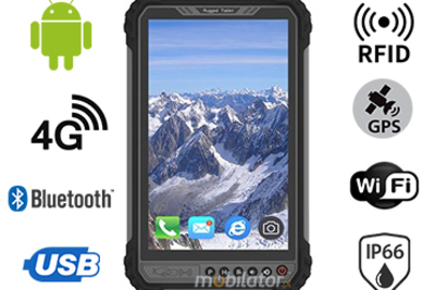 MobiPAD 9TS-6A - Industrial tablet z UHF RFID (3-4m), Android 11, odporny na pył i wodę IP66, 8-calowy ekran dotykowy, 1280x800, 1000 nits, 4GB RAM, LTE 4G, WiFi, Bluetooth, 8-rdzeniowy procesor, bateria 10000mAh