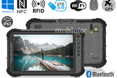MobiPAD 9TS-M - profesjonalny tablet z UHF RFID (3-4m), NFC i czytnikiem linii papilarnych, 8-calowy dotykowy ekran, Intel i5-8200Y, 8GB RAM, 256GB ROM, LTE 4G, wodoodporny, pyłoodporny, pancerny tablet dla przemysłu, norma IP65