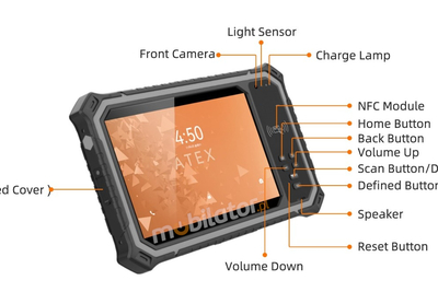MobiPad Tex08 v.1 - ATEX-Resistant Tablet 8-inch - Android, 1000 nits, 8/128GB, LTE/GPS, 18900mAh - High-Capacity Battery
