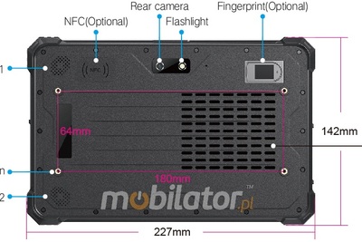 Mobipad 08DS-RTYF (i5) v.2 - Rugged tablet with an 8-inch screen, i5 processor, 8GB/128GB, 4G LTE, NFC, GPS, IP67, and a 5000mAh battery - designed for technicians, installers, and service teams