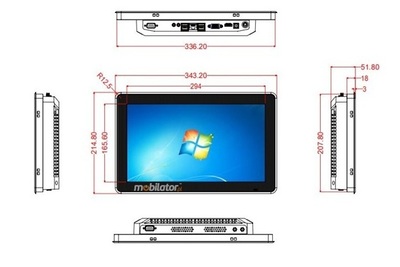 BiBox 133-I58 v.8 - Rugged panel computer 13.3-inch  Full HD 1000 nits, Intel i5-8250U, 16/512GB, IP65 front, RS232 x2, 2x LAN RJ45, Windows 11 Pro - For sea transport and ports
