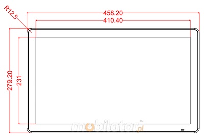 BiBox 185-I58 v.4 - Rugged 18.5-inch 1920x1080 panel computer, Intel i5-8250U processor, 8GB RAM, 256GB SSD, 1000 nits screen, RS232 x2, dual LAN, IP65 front - For production line control