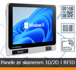 Przemysłowe odporne Komputery panelowe ze skanerem kodów 1D/2D i RFID LF (125 kHz) + RFID HF (13.56 MHz)
