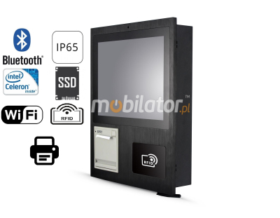 Komputer Przemysłowy z czytnikiem RFID HF, skanerem 2D i drukarką termiczną 58mm - MobiBOX IP65 J1900 19 v.HF+2D