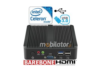 Przemysłowy minikomputer pasywny MiniPC yBOX-X30A(2LAN+2COM)-N2815 Barebone