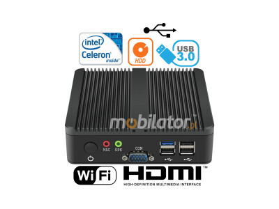 Przemysłowy minikomputer pasywny MiniPC yBOX-X30A(2LAN+2COM)-N2815 v.5
