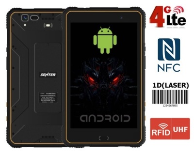 Senter S917 v.15 - Wodoodporny Tablet Przemysłowy na produkcję z Androidem 8.1, NFC, czytnikiem radiowym UHF RFID 3m i laserowym skanerem kodów kreskowych 1D Zebra EM1350