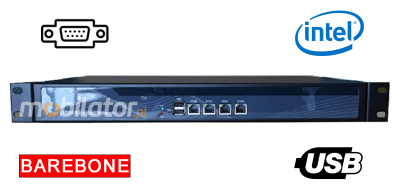MiniPC yBOX 1U - J1900 Barebone Wzmocniony komputer przemysłowy z chłodzeniem pasywnym i 4x LAN - do szafy rakowej