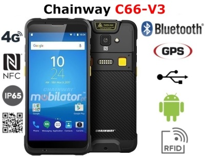 Mobilny kolektor  Wielofunkcyjny 5.5 calowy Wytrzymały energooszczędny ze  skanerami UHF RFID i kodów kreskowych 2D Chainway C66-V3 