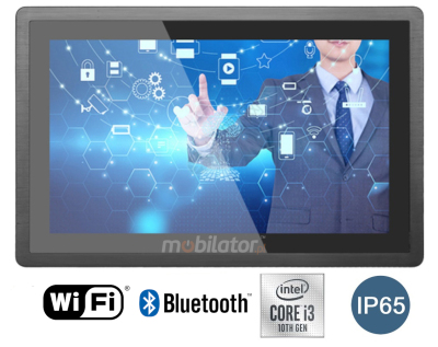 Wodoodporny przemysłowy komputer panelowy z szerokim ekranem, wydajnym procesorem Intel Core i3, 4 GB RAM, dyskiem SSD  BiBOX-190WS-PC1