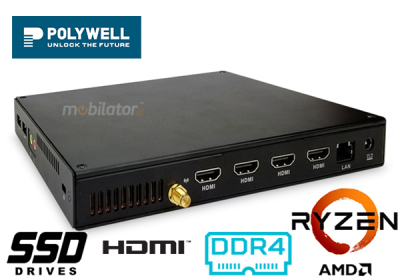 Polywell-V4000-4HDMI- Komputer przemysłowy na magazyn Energooszczędny Wytrzymały Uniwersalny