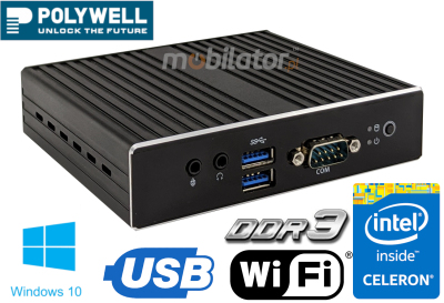 Polywell-Nano-N3350D MiniPC Niewielkich wymiarów komputer przemysłowy Przystosowany do przemysłu i biura Energooszczędny Wydajny