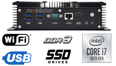 HyBOX 1009 wydajny energooszczędny bezwentylatorowy wzmocniony MiniPC do użytku w transporcie z procesorem Intel Core i7