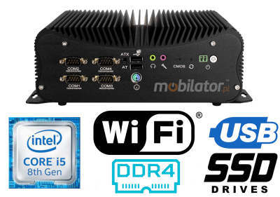 HyBOX 1012B-D4 specjalistyczny  bezwentylatorowy minikomputer komputer do użytku w transporcie z  procesorem Intel Core i5