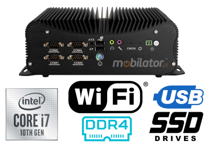 HyBOX 1012B-D4 Odporny komputer przemysłowy Wielofunkcyjny małych rozmiarów Wydajny bezwentylatorowy z  procesorem Intel Core i7