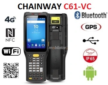odporny na upadki Terminal danych terminal danych dla hurtowni z ekranem 4 cale, IP65, 13Mpx kamera  Chainway C61-VC