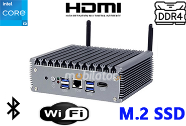 yBOX-X56-(6LAN)-I5 1135G7 Wydajny miniPC dla transportu, 6 LAN, Wifi, USB, HDMI, Bluetooth, 16GB RAM, 512GB M.2 SSD