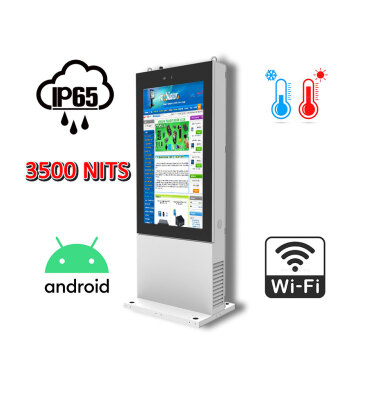 Totem odporny na akty wandalizmu Gablota zewnętrzna odporna na deszcz i mróz norma IP65 NoMobi Trex Hi43