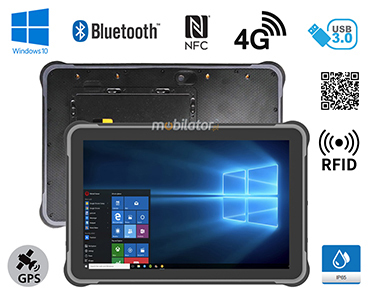MobiPAD JST11 - Wielofunkcyjny tablet przemysłowy IP65, ekran 10.1 cala 1920x1200, Intel N5100, 4G, Windows 10, skaner 2D Honeywell N4680, UHF RFID (3-4m), NFC, RJ45, USB 3.0, WiFi, Bluetooth, aparaty 5MPx/13MPx, solidny