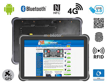 MobiPAD A311-R2 - Profesjonalny tablet przemysłowy z UHF RFID (3-4m), High Precision GPS, i skanerem 2D Honeywell N4680, 10.1 cala, Android 12, 16GB RAM, 512GB ROM, IP65, GPS, NFC, Bluetooth 5.0, 450 nits, 1920x1200, z czytnikiem linii papilarnych