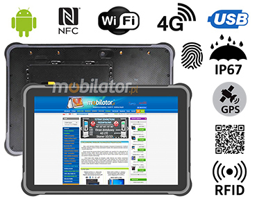 MobiPAD A311-A7 - Wysokiej jakości tablet przemysłowy, Android 13.0, 12GB RAM, 256GB ROM, NFC, Bluetooth 5.0, Wifi, wydajny procesor 8 rdzeni MT6789 - 8 x 2.2 GHz, 4G LTE, GPS, 10.1 cala, 1920x1200, IP67, wyposażony w czytnik linii papilarnych, skane