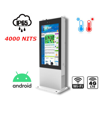 Odporny totem zewnętrzny do użytku zewnętrznego Gablota informacyjna na lotnisko  Wytrzymały na warunki zewnętrzne NoMobi Trex Hi75