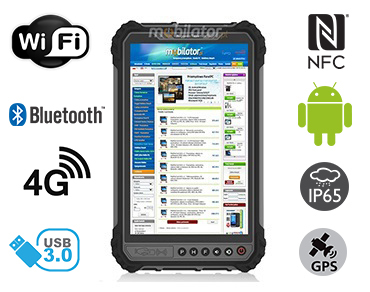 MobiPAD 9TS-5A - pancerny tablet z ekranem 8 cali, 400 nits, NFC, Android 11, odporny na wstrząsy, procesor 8x2.0GHz, 4GB RAM, 64GB ROM, IP65, WiFi, Bluetooth, GPS, 4G LTE