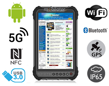MobiPAD TS9T - mobilny tablet do zadań specjalnych z NFC, odporny na wodę i pył IP65, 8GB RAM, 256GB ROM, Android 10, 8-calowy wyświetlacz, 1920x1200, 5G, 4G LTE
