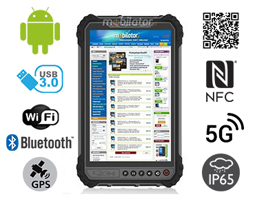MobiPAD TS9T - nowoczesny tablet przemysłowy z NFC, skanerem 2D Newland N1 i czytnikiem linii papilarnych, odporny na wodę i pył IP65, 8GB RAM, 256GB ROM, 8-rdzeniowy procesor, Android 10, ekran 8 cali 1920x1200, 5G, 4G LTE, Bluetooth 5.0