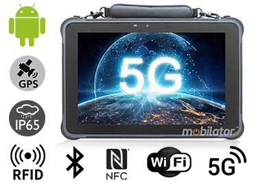 MobiPAD A311-T - odporny na wodę i pył tablet z UHF RFID (3-4m), ekran 10.1 cala, Android 10, 8GB RAM, 256GB ROM, LTE 5G, WiFi, NFC, Bluetooth 5.0, RJ45, 450 nits, pancerny tablet do pracy w trudnych warunkach, idealny na magazyn i wózek widłowy