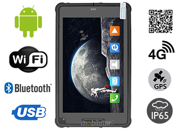 MobiPAD 8TS-5A - Bezwentylatorowy tablet pancerny 8 cali z Androidem 11, ekran 1920x1200, procesor 8-rdzeniowy 2.0GHz, Skaner 2D Newland N1, LTE 4G, 4GB RAM, odporny na wodę i pył (IP65), idealny na budowę i do geodezji