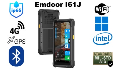 Emdoor I61J v.4 - A tablet for use in harsh environments with Windows 11 Home, NFC, LTE, GPS, an 8MP camera, and IP65 rating - a reliable solution for industry, construction, and logistics.