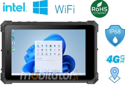 Mobipad 08DS-RTNL v.8 - 8-inch rugged tablet with Windows 10, 16GB RAM, 4G modem, NFC, and IP68 certification - for use in all conditions