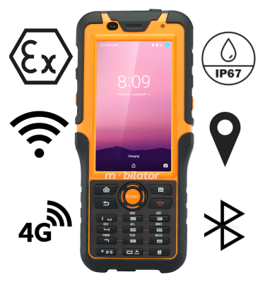 MobiPad Tex05 v.1 - Industrial ATEX Zone 1 Collector, Android, 4.5 inch, 8GB RAM, LTE, GPS, 5000mAh Battery