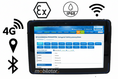 MobiPad Tex105W v.3 - Industrial Tablet with IP68 and ATEX Zone 1 with 5000mAH battery, 10.1