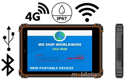 MobiPAD MR-806A v.6 - 8-inch armored tablet, 8GB RAM + 128GB ROM, BT 5.3, WiFi, NFC with 1000 nits screen with FBI fingerprint reader