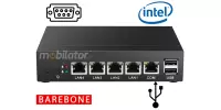 Mały Wzmocniony Bezwentylatorowy Komputer Przemysłowy z 4-ema kartami sieciowymi LAN - MiniPC yBOX - X33 (4 LAN) - J1900 Barebone