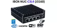 IBOX-NUC-C3L4 (J3160) v.2 - Fanless mini PC (4x LAN + 2x HDMI) with reinforced housing and WiFi module