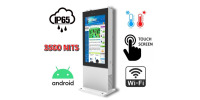 NoMobi Trex 65 v.4 - Outdoor standing totem with 3500 nits brightness 65 inch LCD touch screen, remote rail delivery management system approx. 25 days