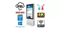 NoMobi Trex 55W v.7.1 - informacyjny kiosk zewnętrzny stojący z ekranem 55 cali (jasność 3500 nits i 4K rozdzielczość), systemem Windows 10, dostawą drogą morską (ok. 2,5 miesiąca), szkło hartowane na ekranie